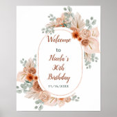 Boho Terracotta Pampas Grass Birthday Poster (Vorne)