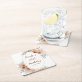 Boho Terracotta Pampas Grass Birthday Rechteckiger Pappuntersetzer (Vor Ort)