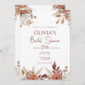 Boho Terracotta Pampas Grass Brautparty Einladung (Vorne/Hinten)