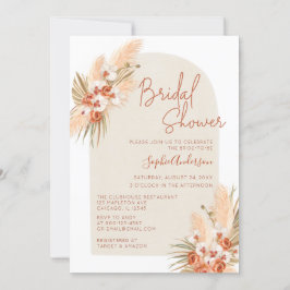 Boho Terracotta Pampas Grass Brautparty Einladung