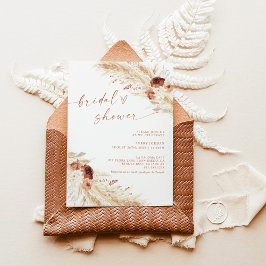 Boho Terracotta Pampas Grass Brautparty Einladung