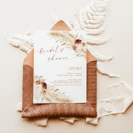 Boho Terracotta Pampas Grass Brautparty Einladung