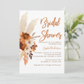 Boho Terracotta Pampas Grass Brautparty Einladung (Stehend Vorderseite)