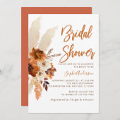 Boho Terracotta Pampas Grass Brautparty Einladung (Vorne/Hinten)