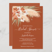 Boho Terracotta Pampas Grass Brautparty Einladung (Vorne/Hinten)