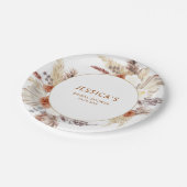 Boho Terracotta Pampas Grass Brautparty Pappteller (Schrägansicht)