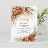 Boho terracotta pampas grass burgundy Baby brunch Einladung (Stehend Vorderseite)
