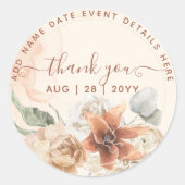 Boho Terracotta Pampas Grass Danke für die Klasse Runder Aufkleber (Vorderseite)