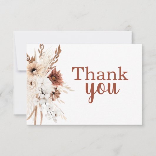 Boho Terracotta Pampas Grass Danke Karte (Vorderseite)