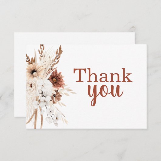 Boho Terracotta Pampas Grass Danke Karte (Vorne/Hinten)