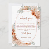 Boho Terracotta Pampas Grass Dankeskarte (Vorderseite)