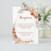 Boho Terracotta Pampas Grass Empfang Begleitkarte (Stehend Vorderseite)