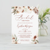 Boho Terracotta Pampas Grass Floral Brautparty Einladung (Stehend Vorderseite)