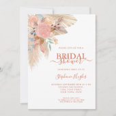 Boho Terracotta Pampas Grass Floral Brautparty Einladung (Vorderseite)