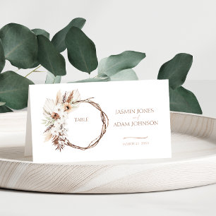 Boho Terracotta Pampas Grass Floral Wedding Platzkarte