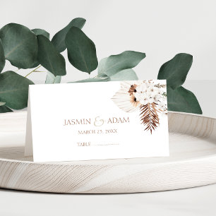 Boho Terracotta Pampas Grass Floral Wedding Platzkarte