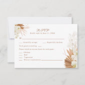 Boho Terracotta Pampas Grass Floral Wedding RSVP Karte (Vorderseite)