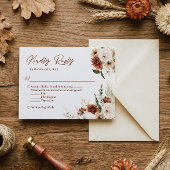 Boho Terracotta Pampas Grass Floral Wedding RSVP Karte