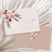 Boho Terracotta Pampas Grass Floral Wedding RSVP Karte