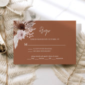 Boho Terracotta Pampas Grass Floral Wedding RSVP Karte
