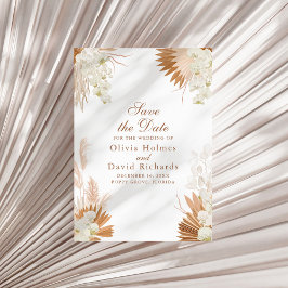 Boho Terracotta Pampas Grass Floral Wedding Save The Date