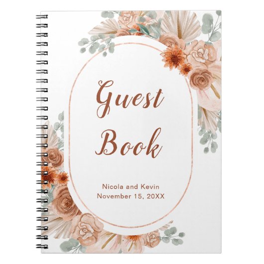 Boho Terracotta Pampas Grass Gästebuch Notizblock (Vorderseite)