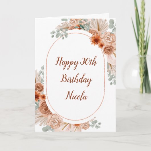 Boho Terracotta Pampas Grass Karte (Vorderseite)