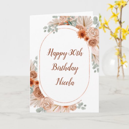 Boho Terracotta Pampas Grass Karte (Gelbe Blume)