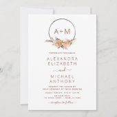 Boho Terracotta Pampas Grass Monogram Wedding Invi Einladung (Vorderseite)