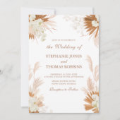 Boho Terracotta Pampas Grass Orchid Wedding Einladung (Vorderseite)