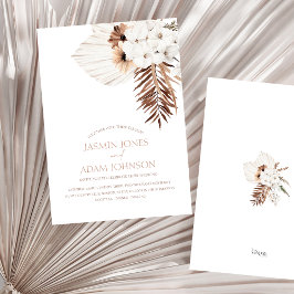 Boho Terracotta Pampas Grass Orchid Wedding Einladung