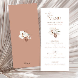 Boho Terracotta Pampas Grass Orchid Wedding Menu Menükarte