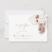 Boho Terracotta Pampas Grass Orchid Wedding RSVP Karte (Vorderseite)