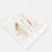 Boho Terracotta Pampas Grass Orchid Wedding Serviette (Ecke)