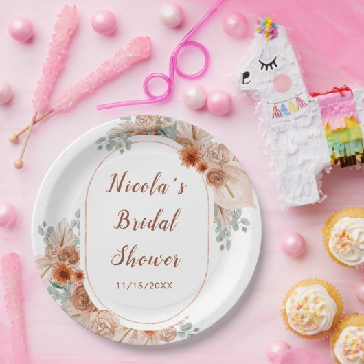 Boho Terracotta Pampas Grass Pappteller (Party)