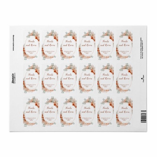 Boho Terracotta Pampas Grass Registry Adressaufkleber (Vorne)