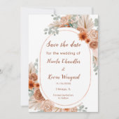 Boho Terracotta Pampas Grass Save the Date (Vorderseite)