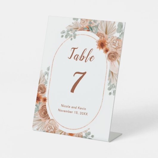 Boho Terracotta Pampas Grass Sockelschild (Vorderseite)