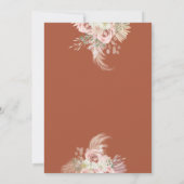 Boho Terracotta Pampas Grass Taufe Einladung (Rückseite)