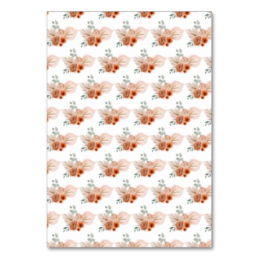 Boho Terracotta Pampas Grass Tischnummer (Rückseite)