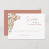 Boho Terracotta Pampas Grass UAWG Reply Card RSVP Karte (Vorne/Hinten)