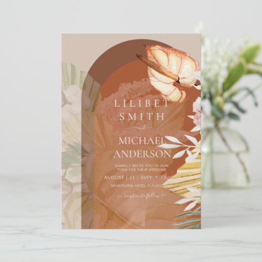 BOHO Terracotta Pampas Grass Wedding (Stehend Vorderseite)