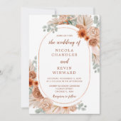 Boho Terracotta Pampas Grass Wedding Einladung (Vorderseite)