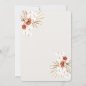 Boho Terracotta Pampas Grass Wedding Einladung (Rückseite)