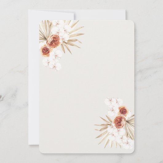 Boho Terracotta Pampas Grass Wedding Einladung (Rückseite)