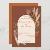 Boho Terracotta Pampas Grass Wedding Einladung (Vorne/Hinten)