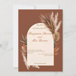 Boho Terracotta Pampas Grass Wedding Einladung