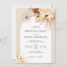 Boho Terracotta Pampas Grass Wedding Einladung