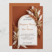 Boho Terracotta Pampas Grass Wedding Einladung (Vorne/Hinten)