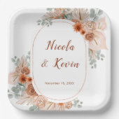 Boho Terracotta Pampas Grass wedding Pappteller (Vorderseite)